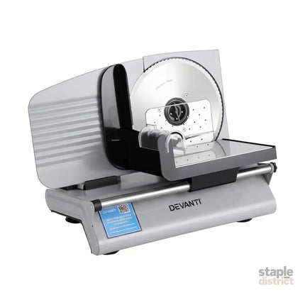 Devanti Meat Slicer Bread Vegetable 200W Power 0-15mm Adjustable Easy Clean Stable Stainless Steel Blade Food Slicer