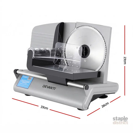 Devanti Meat Slicer Bread Vegetable 200W Power 0-15mm Adjustable Easy Clean Stable Stainless Steel Blade Food Slicer