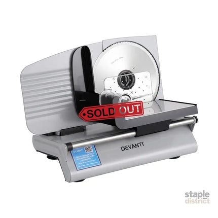 Devanti Meat Slicer Bread Vegetable 200W Power 0-15mm Adjustable Easy Clean Stable Stainless Steel Blade Food Slicer