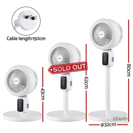 Devanti Pedestal Fan W/ Remote 3 Speed 12H Timer Height Adjustable Cooling Fan - Appliances > Fans > Portable Fans