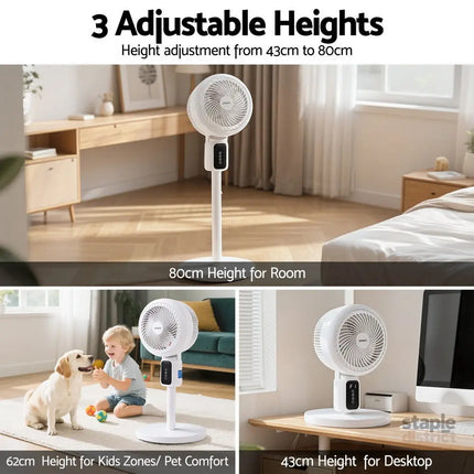 Devanti Pedestal Fan W/ Remote 3 Speed 12H Timer Height Adjustable Cooling Fan - Appliances > Fans > Portable Fans