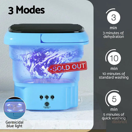 Devanti Portable Washing Machine 4.5L Blue - Appliances > Washers Dryers & Irons > Washing Machines