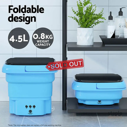 Devanti Portable Washing Machine 4.5L Blue - Appliances > Washers Dryers & Irons > Washing Machines