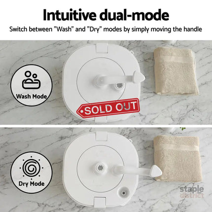 Devanti Portable Washing Machine Manual Spin Dryer Compact for Camping Caravan Apartment - Appliances > Washers Dryers