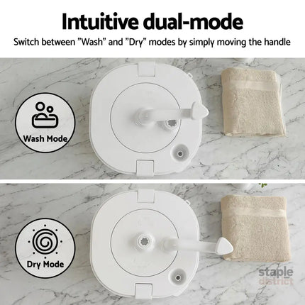 Devanti Portable Washing Machine Manual Spin Dryer Compact for Camping Caravan Apartment - Appliances > Washers Dryers