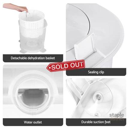 Devanti Portable Washing Machine Manual Spin Dryer Compact for Camping Caravan Apartment - Appliances > Washers Dryers