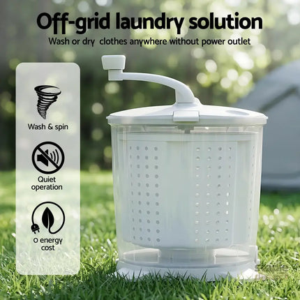 Devanti Portable Washing Machine Manual Spin Dryer Compact for Camping Caravan Apartment - Appliances > Washers Dryers