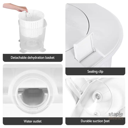 Devanti Portable Washing Machine Manual Spin Dryer Compact for Camping Caravan Apartment - Appliances > Washers Dryers