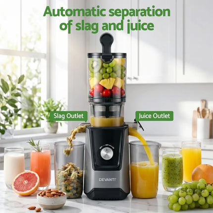 DEVANTI Slow Juicer Cold Press 200W for Fruit Vegetable Juice - Commercial > Commercial Others > Distilling & Brewing