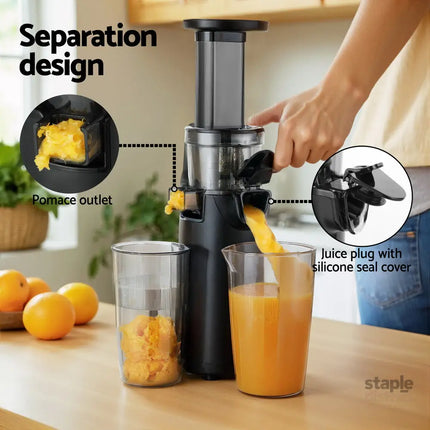 Devanti Slow Juicer Cold Press Fruit Juice Extractor 130W Black - Commercial > Commercial Others > Distilling & Brewing