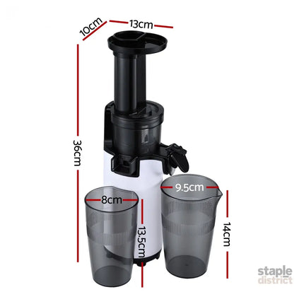 Devanti Slow Juicer Cold Press Fruit Juice Extractor 130W White - Commercial > Commercial Others > Distilling & Brewing