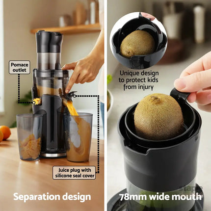 Devanti Slow Juicer Cold Press Fruit Juice Extractor 200W Black - Commercial > Commercial Others > Distilling & Brewing