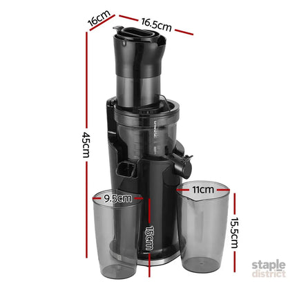 Devanti Slow Juicer Cold Press Fruit Juice Extractor 200W Black - Commercial > Commercial Others > Distilling & Brewing