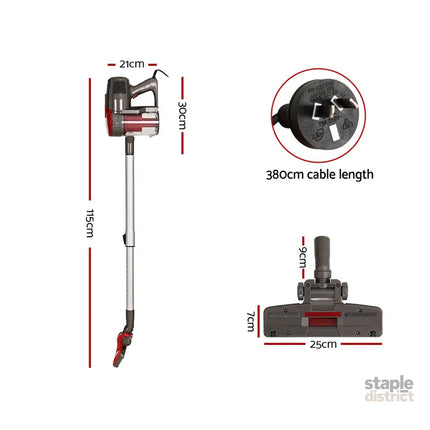 Devanti Stick Vacuum Cleaner Bagless Corded 500W Red - Appliances > Vacuum Cleaners > Stick Vacuums