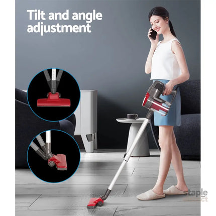 Devanti Stick Vacuum Cleaner Bagless Corded 500W Red - Appliances > Vacuum Cleaners > Stick Vacuums