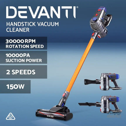 Devanti Stick Vacuum Cleaner Bagless Cordless 150W Gold - Appliances > Vacuum Cleaners > Stick Vacuums