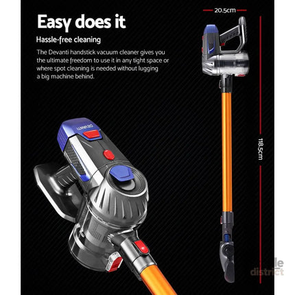 Devanti Stick Vacuum Cleaner Bagless Cordless 150W Gold - Appliances > Vacuum Cleaners > Stick Vacuums