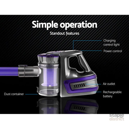 Devanti Stick Vacuum Cleaner Bagless Cordless 150W Purple - Appliances > Vacuum Cleaners > Stick Vacuums