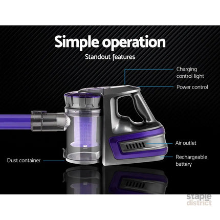 Devanti Stick Vacuum Cleaner Bagless Cordless 150W Purple - Appliances > Vacuum Cleaners > Stick Vacuums