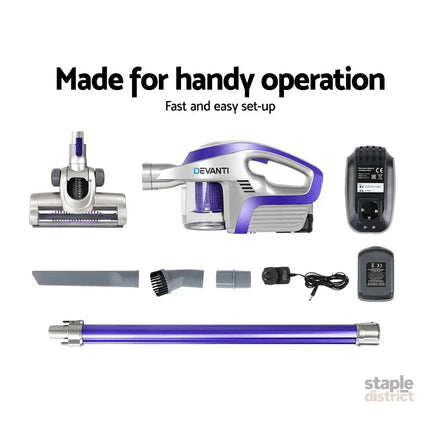 Devanti Stick Vacuum Cleaner Bagless Cordless 150W Purple - Appliances > Vacuum Cleaners > Stick Vacuums