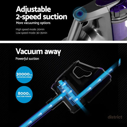 Devanti Stick Vacuum Cleaner Bagless Cordless 150W Purple - Appliances > Vacuum Cleaners > Stick Vacuums