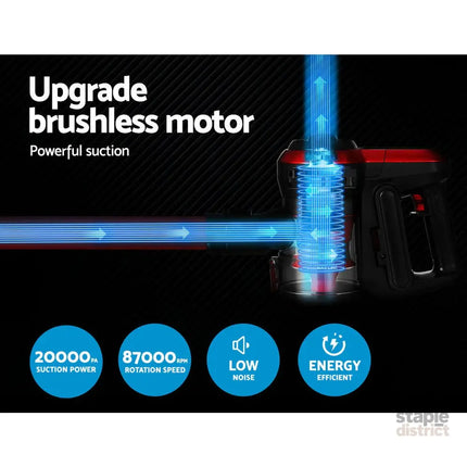 Devanti Stick Vacuum Cleaner Brushless Cordless 250W Red - Appliances > Vacuum Cleaners > Stick Vacuums