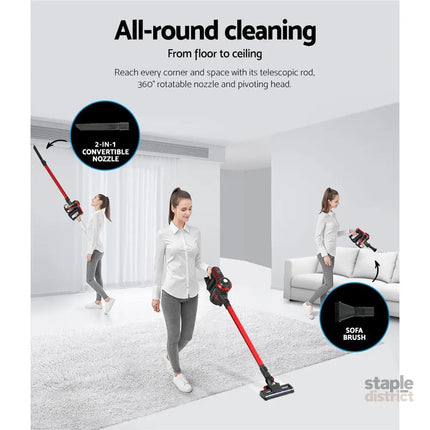 Devanti Stick Vacuum Cleaner Brushless Cordless 250W Red - Appliances > Vacuum Cleaners > Stick Vacuums
