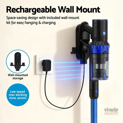 Devanti Stick Vacuum Cleaner Brushless Cordless 350W Blue - Appliances > Vacuum Cleaners > Vacuum Cleaner Accessories