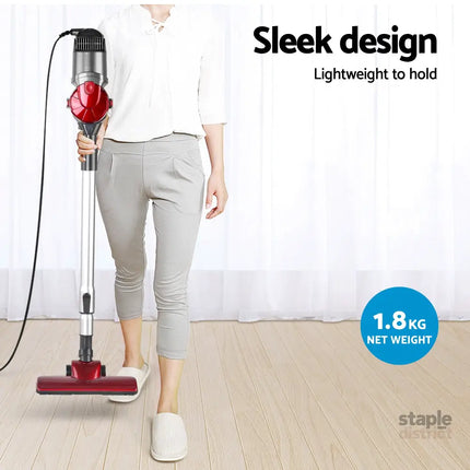 Devanti Stick Vacuum Cleaner Handheld Corded 450W Red - Appliances > Vacuum Cleaners > Stick Vacuums