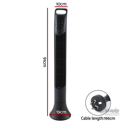 Devanti Tower Fan Oscillating 3 Speeds with Remote 91cm - Appliances > Fans > Ceiling Fans