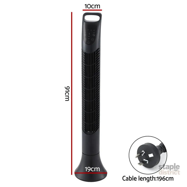Devanti Tower Fan Oscillating 3 Speeds with Remote 91cm - Appliances > Fans > Ceiling Fans