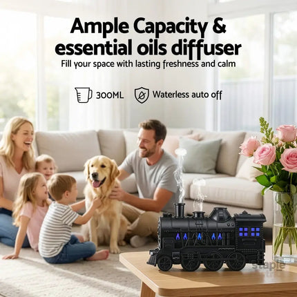 Devanti Train Aroma Diffuser Essential Oil Humidifier 300ml Smoke Ring LED Timer - Appliances > Aroma Diffusers &