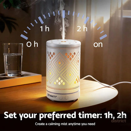 Devanti Ultrasonic Aroma Diffuser Aromatherapy 100ml LED Lights Iron Humidifier Forest - Appliances > Aroma Diffusers &