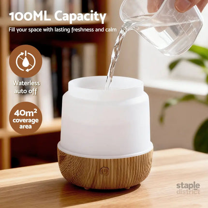 Devanti Ultrasonic Aroma Diffuser Aromatherapy 100ml LED Lights Iron Humidifier Forest - Appliances > Aroma Diffusers &