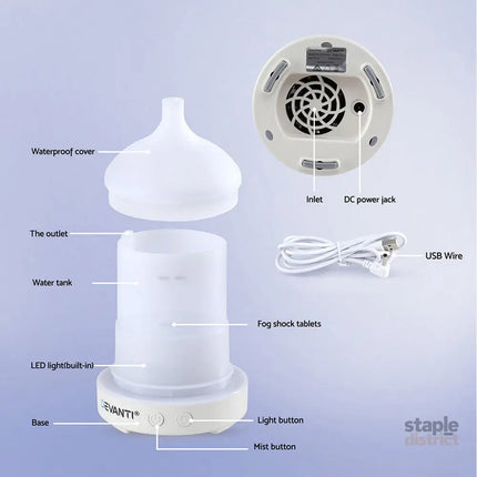 Devanti Ultrasonic Aroma Diffuser Aromatherapy 100ml LED Lights Iron Humidifier Forest - Appliances > Aroma Diffusers &