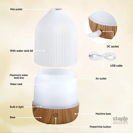 Devanti Ultrasonic Aroma Diffuser Aromatherapy 100ml LED Lights Iron Humidifier Forest - Appliances > Aroma Diffusers &