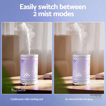Devanti Ultrasonic Aroma Diffuser Aromatherapy 100ml LED Lights Iron Humidifier Forest - Appliances > Aroma Diffusers &