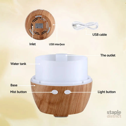 Devanti Ultrasonic Aroma Diffuser Aromatherapy 130ml LED Lights Iron Humidifier Forest - Appliances > Aroma Diffusers &