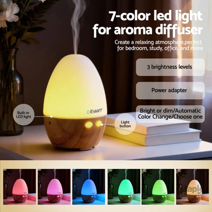Devanti Ultrasonic Aroma Diffuser Aromatherapy 130ml LED Lights Iron Humidifier Forest - Appliances > Aroma Diffusers &