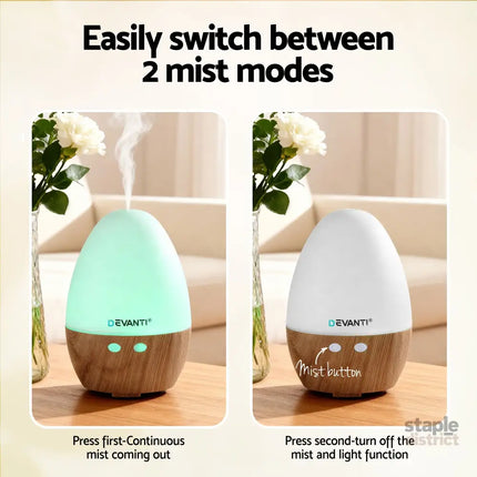 Devanti Ultrasonic Aroma Diffuser Aromatherapy 130ml LED Lights Iron Humidifier Forest - Appliances > Aroma Diffusers &