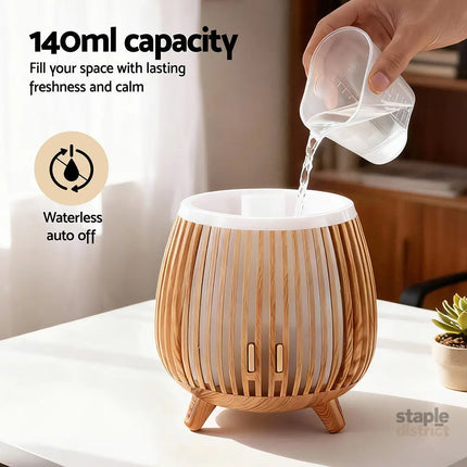 Devanti Ultrasonic Aroma Diffuser Aromatherapy 140ml LED Lights Iron Humidifier Forest Deep Wood - Appliances > Aroma
