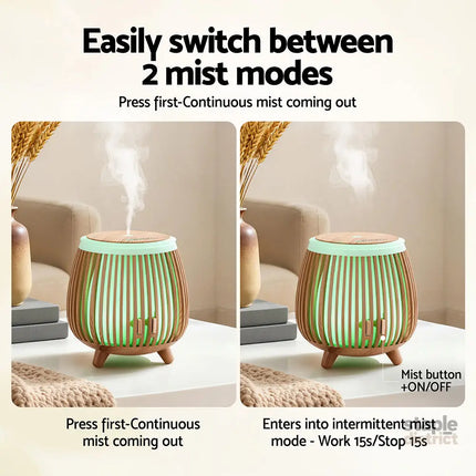 Devanti Ultrasonic Aroma Diffuser Aromatherapy 140ml LED Lights Iron Humidifier Forest Deep Wood - Appliances > Aroma