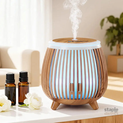 Devanti Ultrasonic Aroma Diffuser Aromatherapy 140ml LED Lights Iron Humidifier Forest Deep Wood - Appliances > Aroma