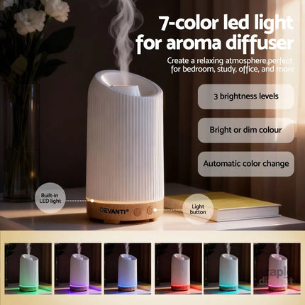 Devanti Ultrasonic Aroma Diffuser Aromatherapy 200ml LED Lights Iron Humidifier Forest - Appliances > Aroma Diffusers &