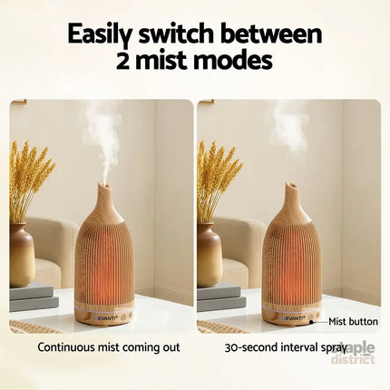 Devanti Ultrasonic Aroma Diffuser Aromatherapy 200ml LED Lights Iron Humidifier Forest Light wood grain - Appliances >
