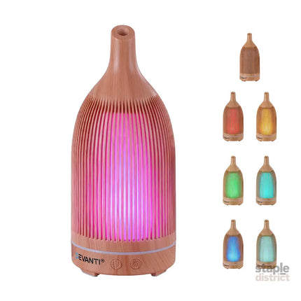 Devanti Ultrasonic Aroma Diffuser Aromatherapy 200ml LED Lights Iron Humidifier Forest Light wood grain - Appliances >