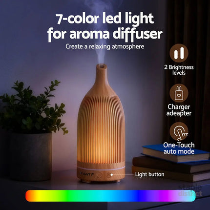 Devanti Ultrasonic Aroma Diffuser Aromatherapy 200ml LED Lights Iron Humidifier Forest Light wood grain - Appliances >
