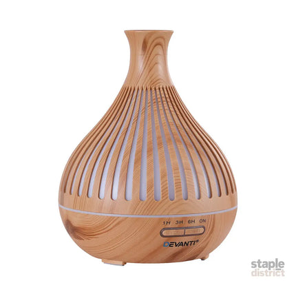 Devanti Ultrasonic Aroma Diffuser Aromatherapy 400ml LED Lights Iron Humidifier Forest Light wood grain - Appliances >