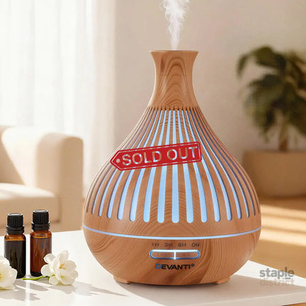 Devanti Ultrasonic Aroma Diffuser Aromatherapy 400ml LED Lights Iron Humidifier Forest Light wood grain - Appliances >