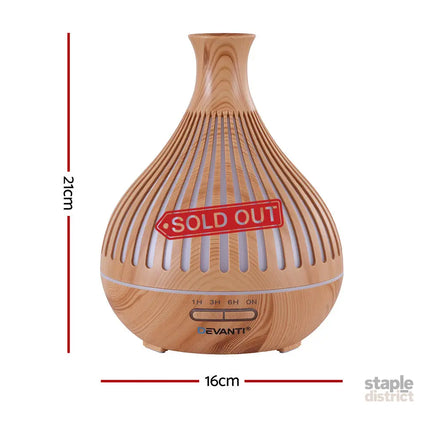 Devanti Ultrasonic Aroma Diffuser Aromatherapy 400ml LED Lights Iron Humidifier Forest Light wood grain - Appliances >